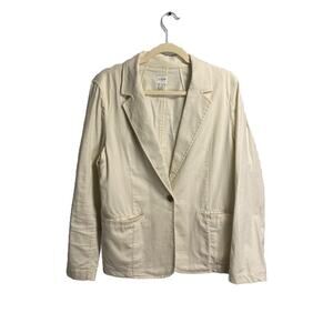 J. Crew Women’s Linen Cotton Lightweight Blazer Jacket Ivory‎ Size 14 Preppy